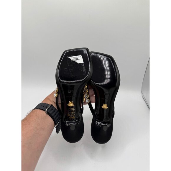 Versace 55mm crystal-embellished thong mules sandals - Picture 13 of 15